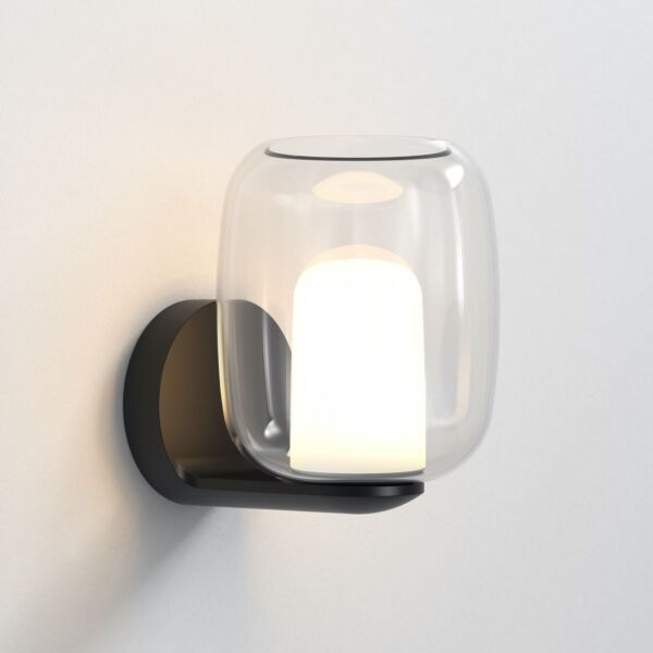 Astro Lighting - Aquina - 1450002 - Black & Clear & White Glass Bathroom Wall Light