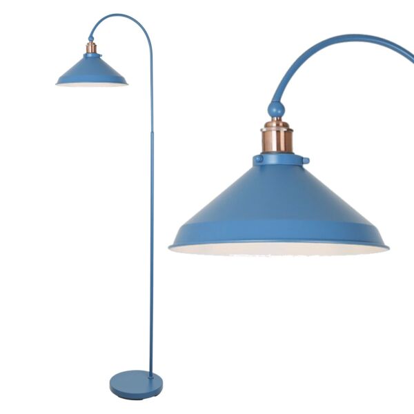 Maxwell - Mirage Blue Brushed Copper Floor Reading Lamp