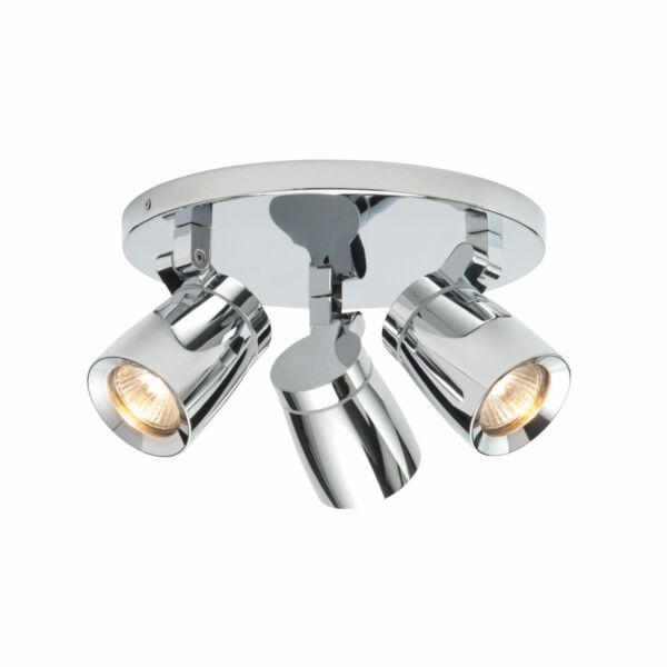 Saxby Lighting - Knight - 39167 - Chrome Clear Glass 3 Light IP44 Round Bathroom Ceiling Spotlight