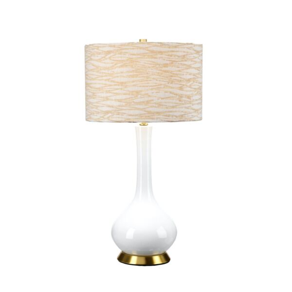 Elstead Lighting - Milo - MILO-AB-TL-LANT - White Aged Brass Orange Ceramic Table Lamp With Shade