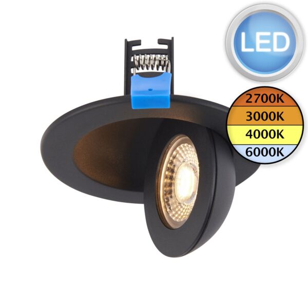 Saxby Lighting - Shield360 - 106537 - LED Black IP44 Bathroom Recessed Fire Rated Ceiling Downlight