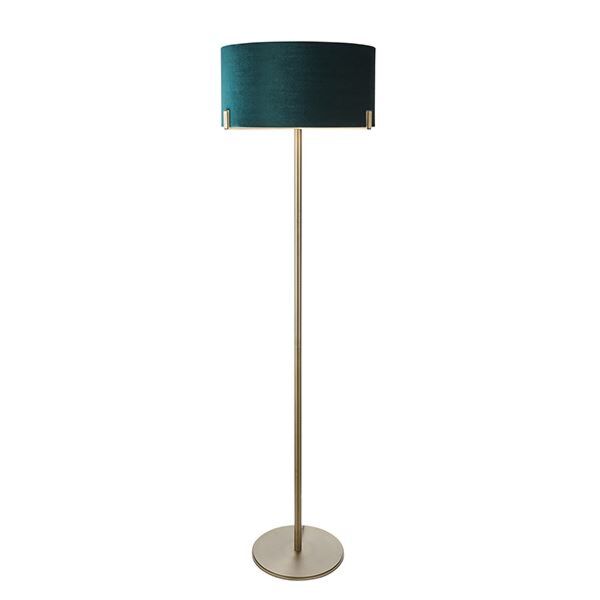 Endon Lighting - Hayfield - 95838 - Antique Brass Green Floor Lamp