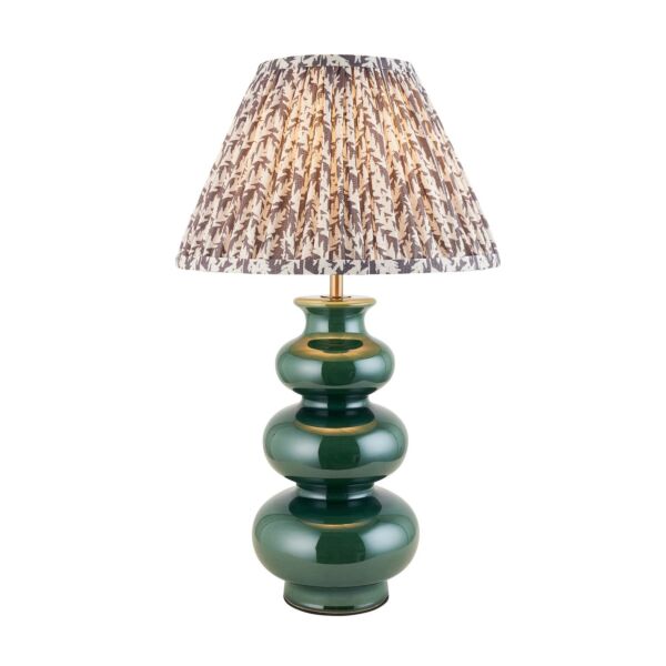 Endon Lighting - Monroe & Leaf 30cm - 116466 - Green Aged Brass Grey Ceramic Table Lamp With Shade