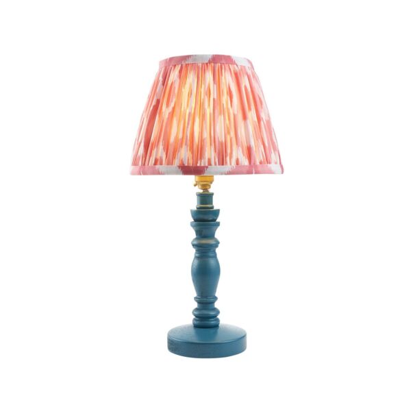 Endon Lighting - Bibury & Ikat 20cm - 115084 - Blue Aged Brass Pink Table Lamp With Shade