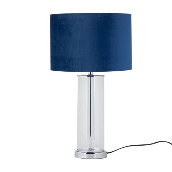 Aura - Chrome Table Lamp with Navy Velvet Parrot Shade