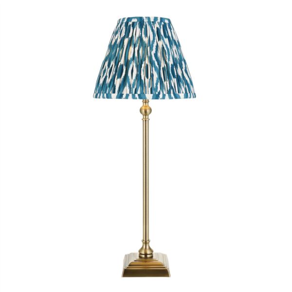 Endon Lighting - Lille - 118145 - Antique Brass Blue Table Lamp With Shade
