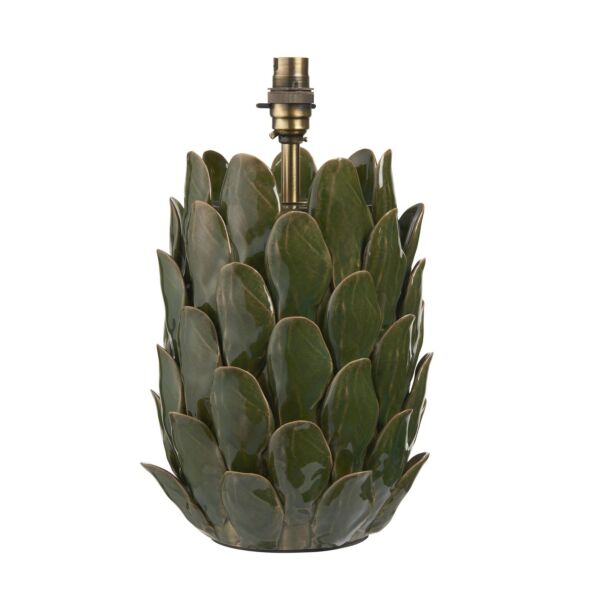 Endon Lighting - Layered Leaf - 111254 - Olive Green Aged Brass Ceramic Base Only Table Lamp