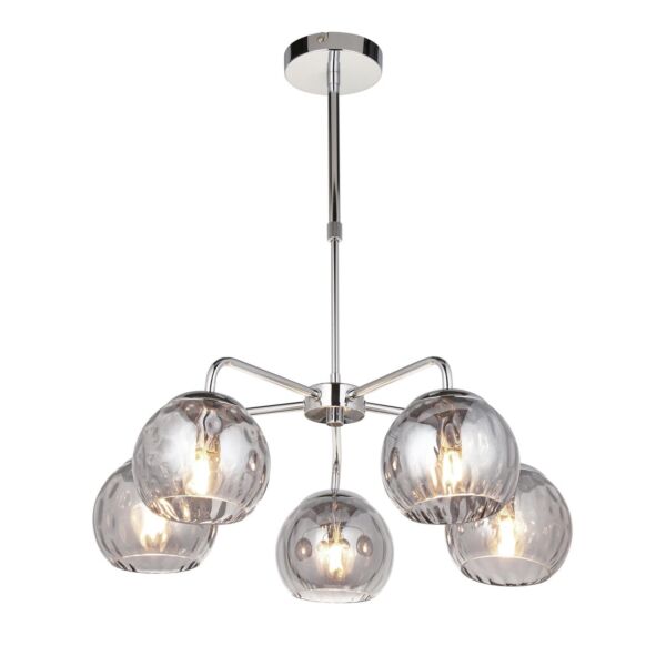 Endon Lighting - Dimple - 97972 - Chrome Smoked Glass 5 Light Ceiling Pendant Light