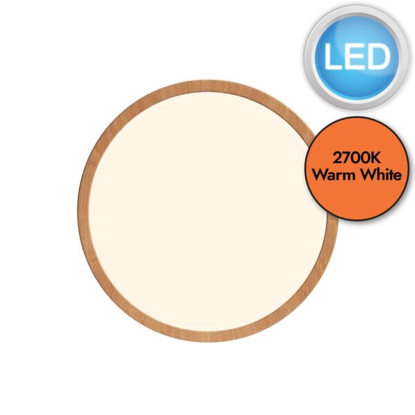 Nordlux - Oja 29 IP54 2700K Dim - 50046104 - LED Wood Foil IP54 Flush Ceiling Light