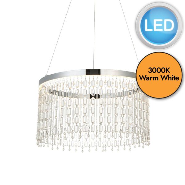 Endon Lighting - Liliana - 98150 - LED Chrome Clear Crystal Glass Ceiling Pendant Light