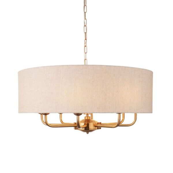 Endon Lighting - Highclere - 110727 - Vintage Brass Natural 8 Light Ceiling Pendant Light