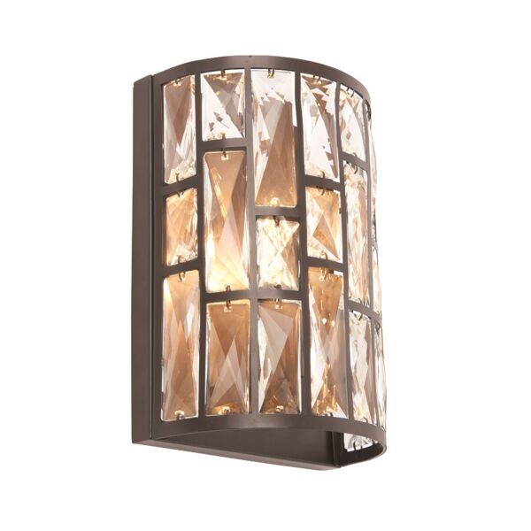 Endon Lighting - Belle - 69392 - Dark Bronze Clear Crystal Glass Wall Washer Light