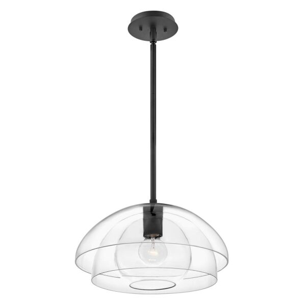 Quintiesse - Lotus - QN-LOTUS-P-BLK - Black Clear Glass Ceiling Pendant Light