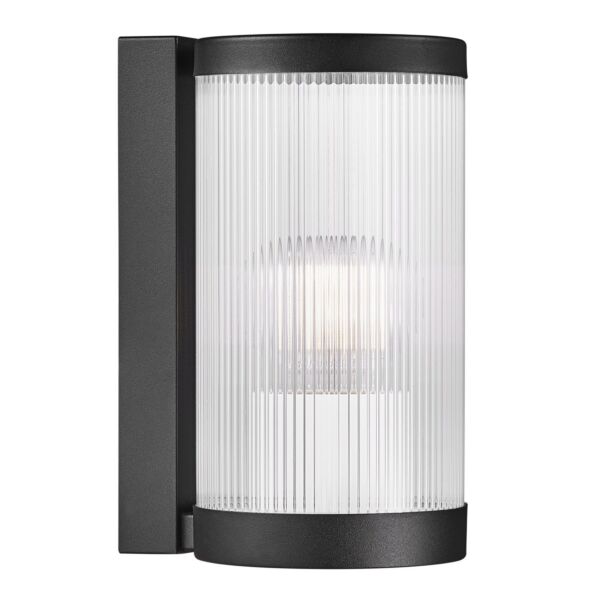 Nordlux - Coupar - 2218061003 - Black Clear Ribbed Glass IP54 Outdoor Wall Light