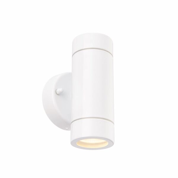 Saxby Lighting - Palin - 75439 - White Clear Glass 2 Light IP44 Outdoor Wall Washer Light