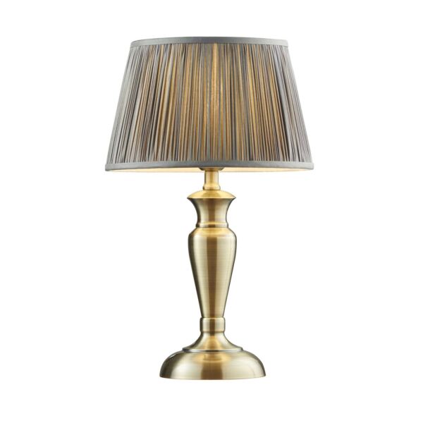 Endon Lighting - Oslo - 91085 - Antique Brass Charcoal Table Lamp With Shade