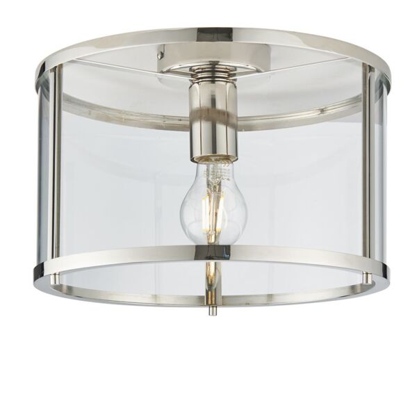 Endon Lighting - Hopton - 96150 - Nickel Clear Glass Flush Ceiling Light