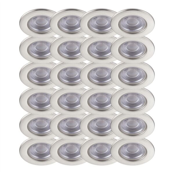 Set of 24 Satin Nickel Fire Rated 6W LED 4000K Recessed Downlights