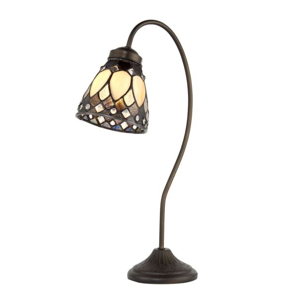 Interiors 1900 - Brooklyn - 74349 - Dark Bronze Tiffany Glass Table Lamp