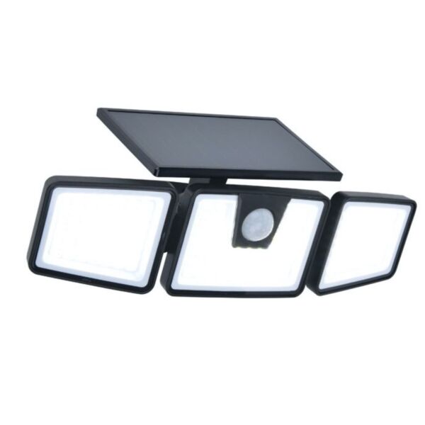 Lutec - Briti - 6922401330 - LED Black Clear 3 Light IP44 Solar Outdoor Sensor Floodlight