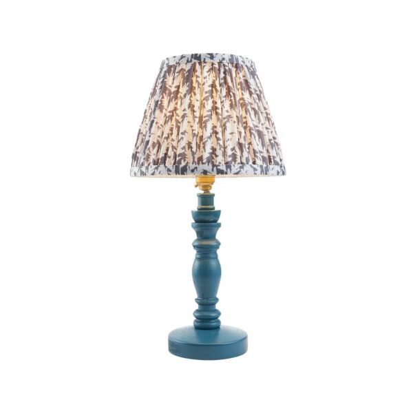 Endon Lighting - Bibury & Leaf 20cm - 115081 - Blue Aged Brass Grey Table Lamp With Shade