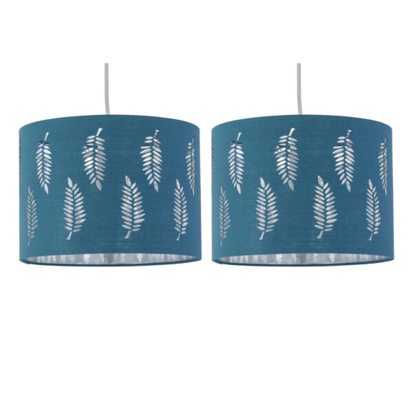 Set of 2 Fern - Teal Cut Out 25cm Pendant Lightshades