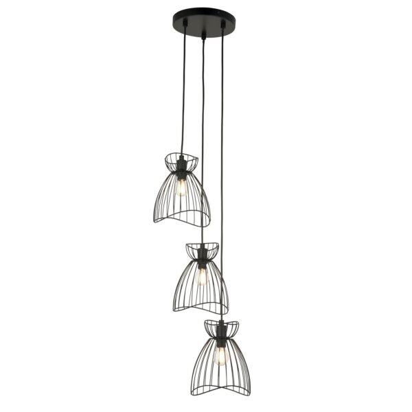 Diablo - Black Cage Design 3 Light Ceiling Pendant Light