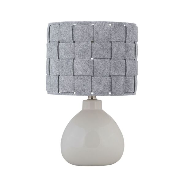 Tuscan - White Ceramic Lamp with Grey Felt Shade