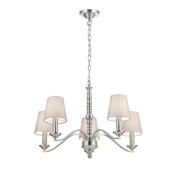 Endon Lighting - Astaire - ASTAIRE-5SN - Satin Nickel Natural 5 Light Chandelier