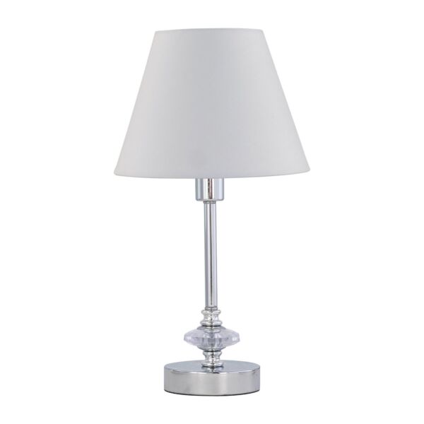 Chrome Jewelled Table Lamp with Ivory Off White Shade