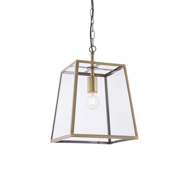 Endon Lighting - Hurst - 95835 - Antique Brass Clear Glass Ceiling Pendant Light
