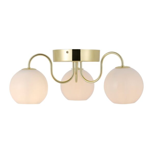 Nordlux - Franca - 2312506035 - Brass White Glass 3 Light Flush Ceiling Light