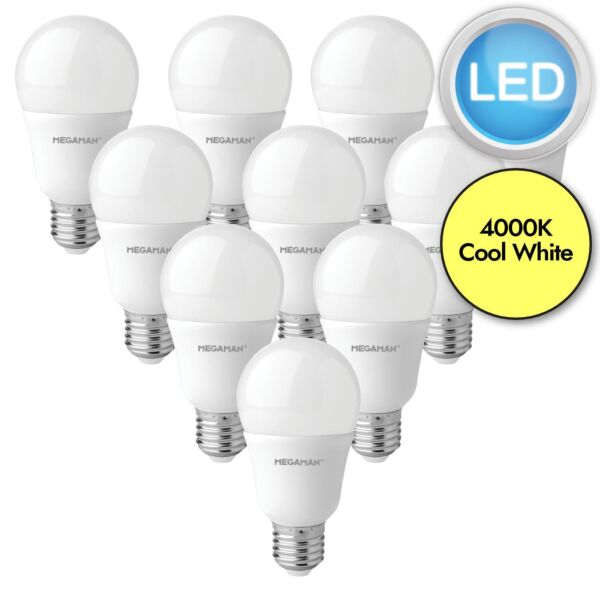 10 x 9.6W LED E27 Light Bulbs - Cool White