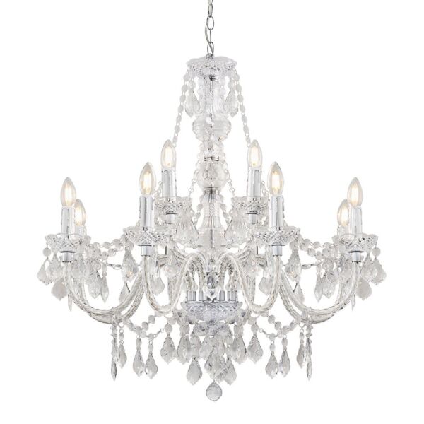 Endon Lighting - Clarence - 308-8-4CL - Clear Chrome 12 Light Chandelier