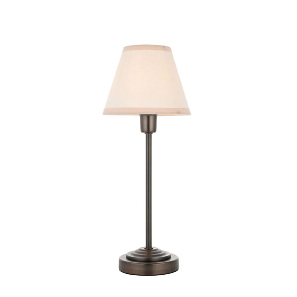 Endon Lighting - Rise - 120938 - Antique Bronze Vintage White Table Lamp With Shade