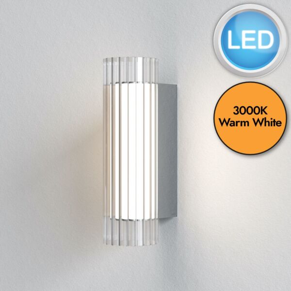 Astro Lighting - io - 1409003 - LED Chrome Clear Ribbed Glass IP44 Bathroom Strip Wall Light