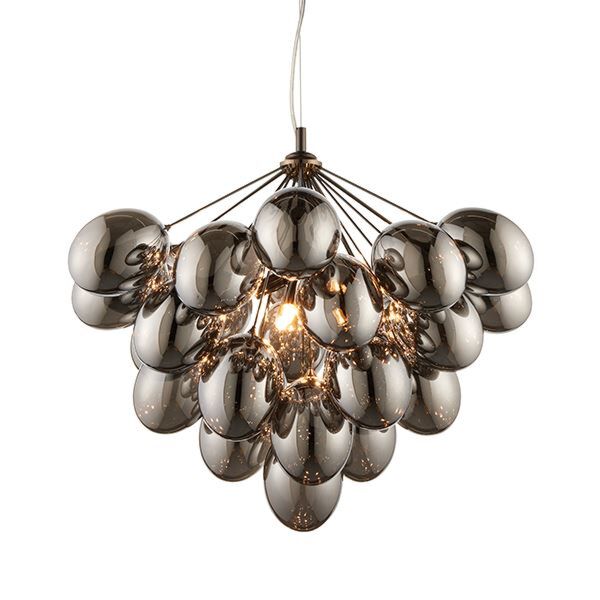 Endon Lighting - Infinity - 80199 - Black Chrome Smoke Glass 6 Light Ceiling Pendant Light