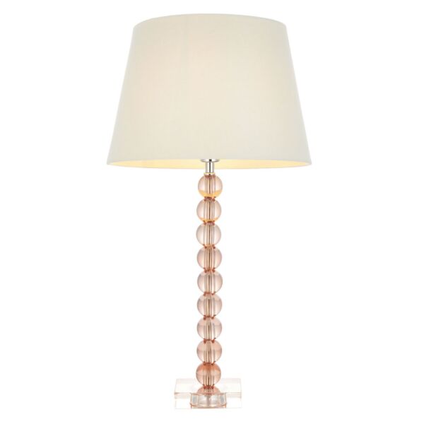 Endon Lighting - Adelie - 100360 - Blush Crystal Glass Nickel Ivory Table Lamp With Shade