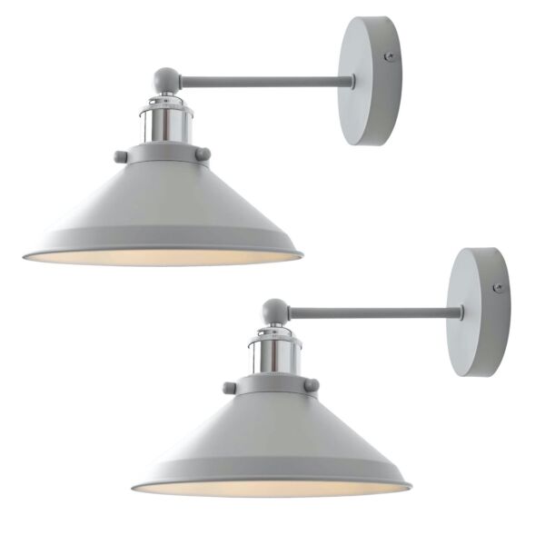 Set of 2 Maxwell - Flint Grey Chrome Wall Lights