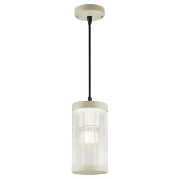 Nordlux - Coupar - 2218053008 - Sand Clear Ribbed Glass IP54 Outdoor Ceiling Pendant Light