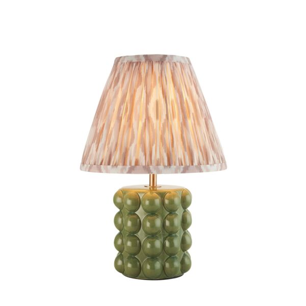 Endon Lighting - Bobble & Ikat 25cm - 116302 - Olive Green Aged Brass Neutral Ceramic Table Lamp With Shade