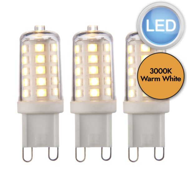 98432 - Set of 3 Warm White 3.2W - Dimmable LED G9 Light Bulbs