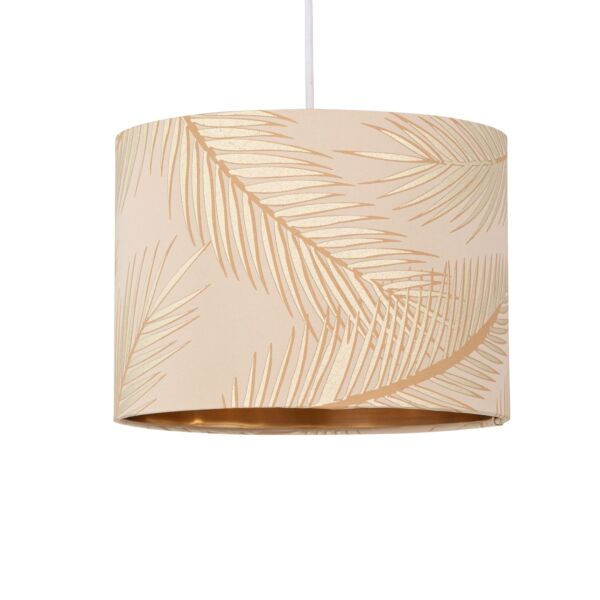 Tropica - Champagne with Gold Embossed Leaf Detail 25cm Ceiling Pendant or Table Lamp Shade