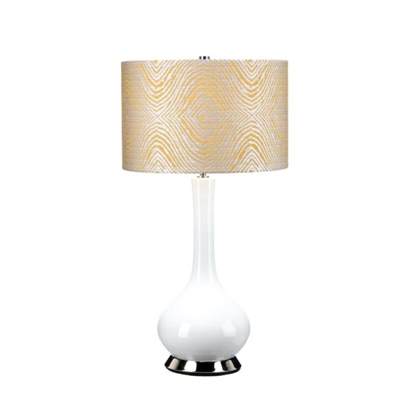 Elstead Lighting - Milo - MILO-PN-TL-PSM - White Nickel Yellow Ceramic Table Lamp With Shade