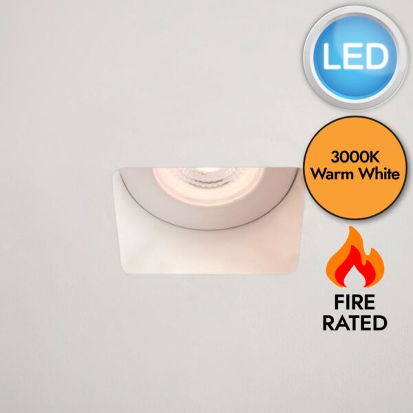 Saxby Lighting - ShieldECO 500 Square - LED White Trimless 3000k Recessed Ceiling Downlight