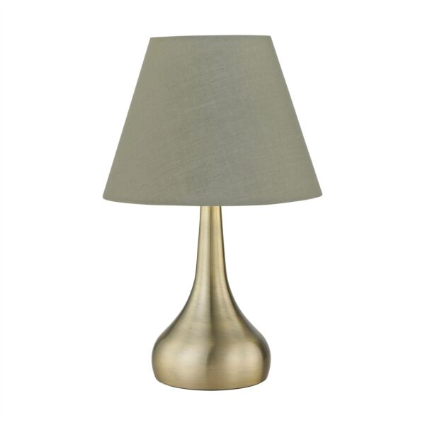 Romana - Antique Brass Touch Table Lamp with Sage Green Shade