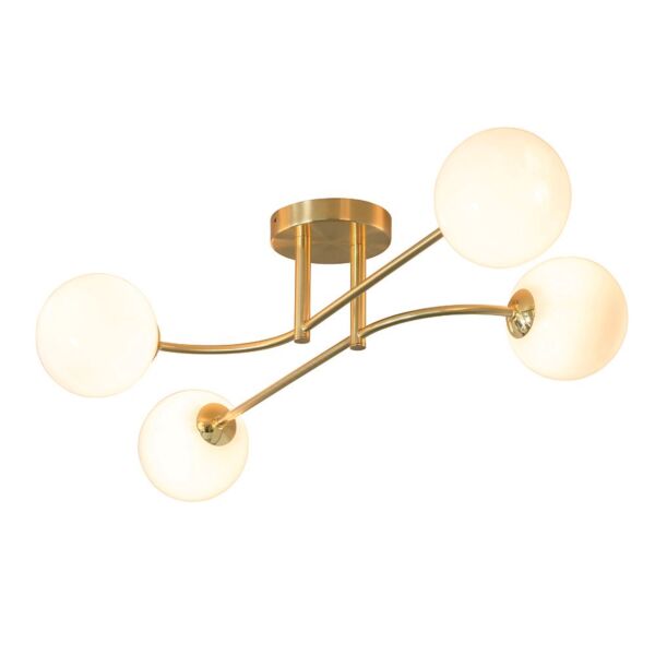 Endon Lighting - Otto - 75959 - Satin Brass Opal Glass 4 Light Flush Ceiling Light