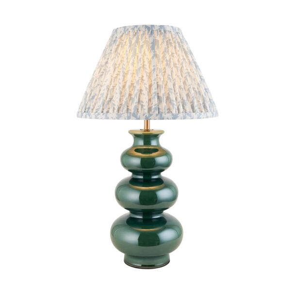 Endon Lighting - Monroe & Leaf 30cm - 116471 - Green Aged Brass Blue Ceramic Table Lamp With Shade