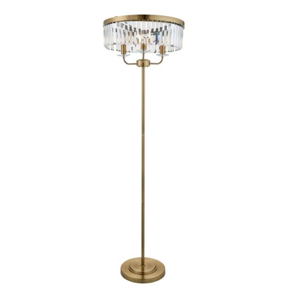 Chichester - Antique Brass Clear Cut Glass 3 Light Floor Lamp