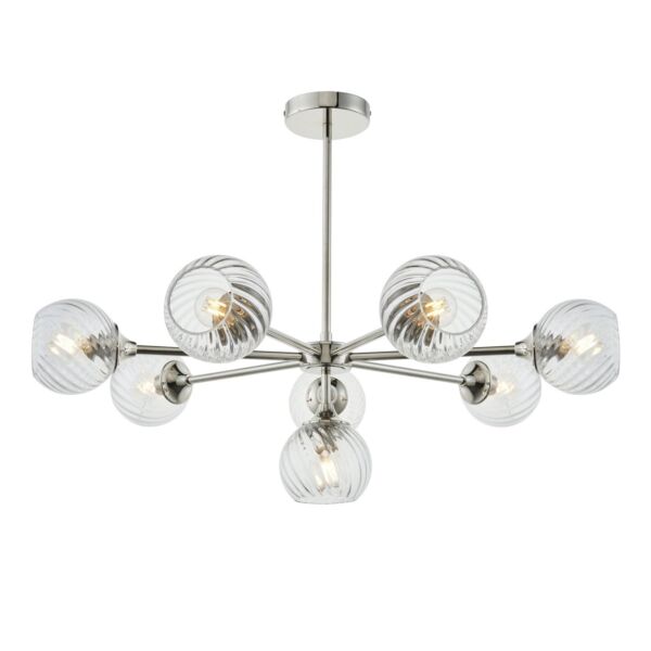 Endon Lighting - Allegra - 104051 - Nickel Clear Spiral Glass 8 Light Ceiling Pendant Light